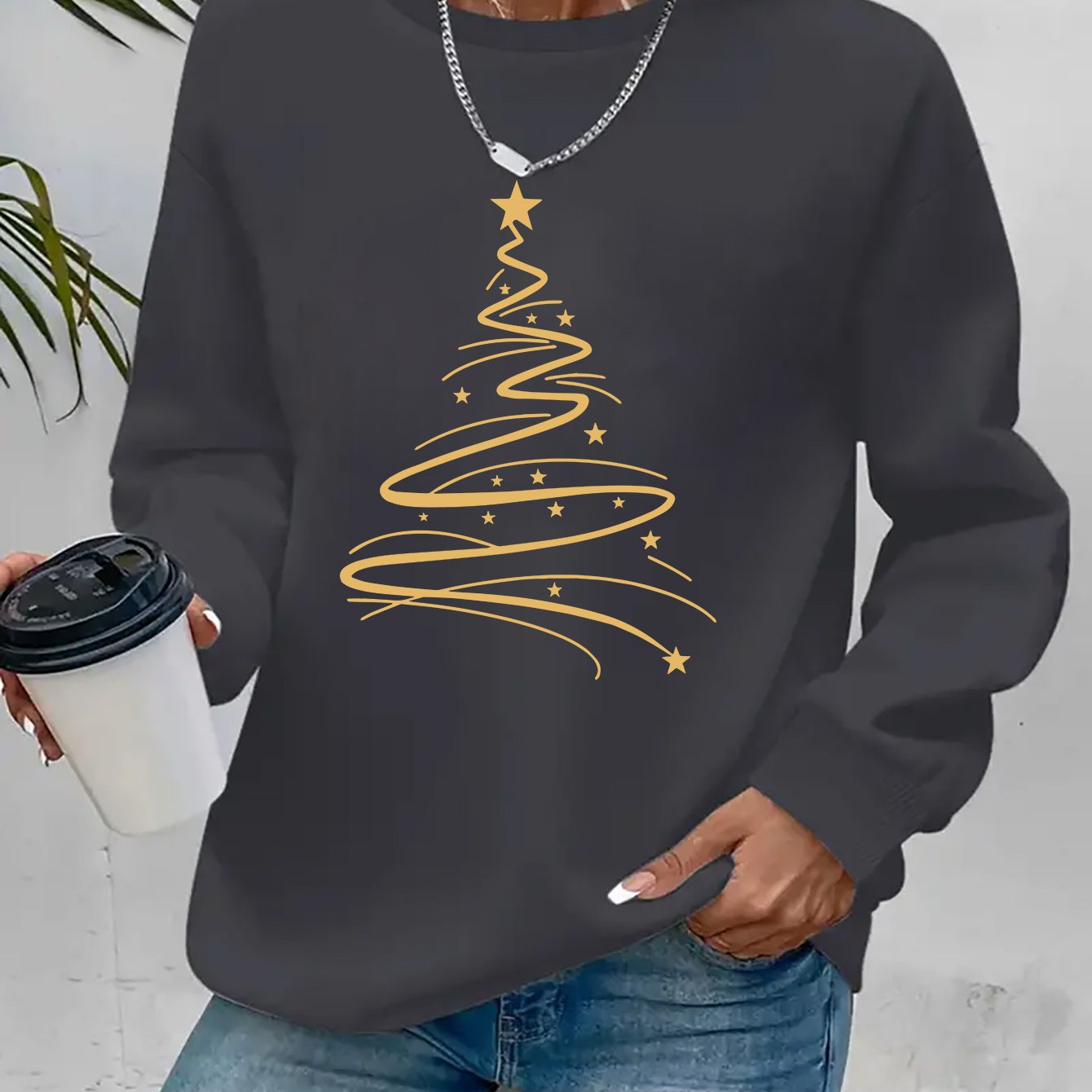 Women's Casual Christmas Print Long Sleeve Sweatshirt - Vibr