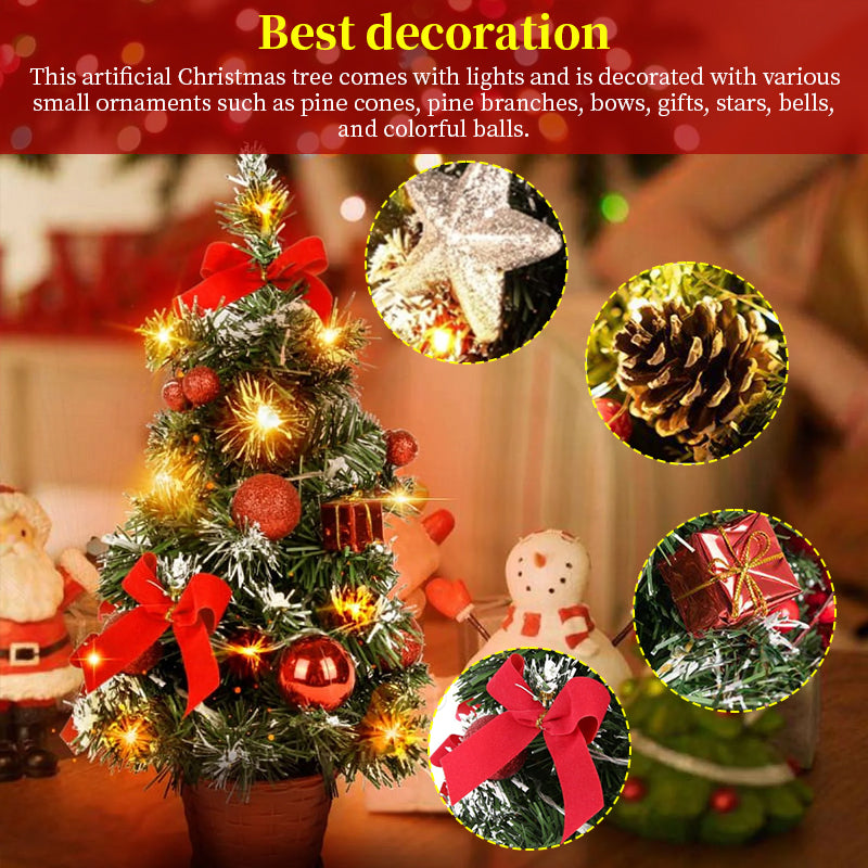 40CM LED Christmas Tree Night Light, Battery Operated Tabletop Decor with Warm White Lights for Home Office Christmas Decoration