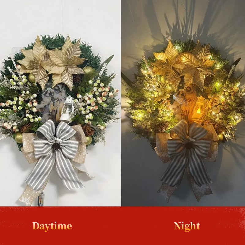 2025 Red Gold Christmas Wreath Garland - Front Door & Wall Holiday Decoration