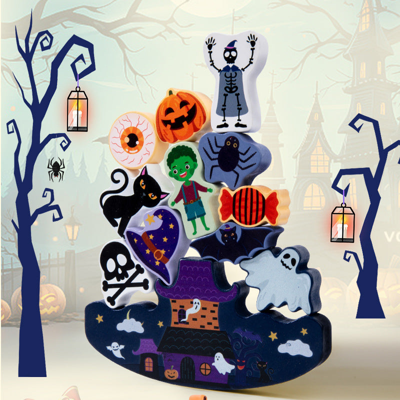 Christmas Building Blocks Stacking Fun Children's Puzzle Halloween Theme Large Particle Stacking High Toy