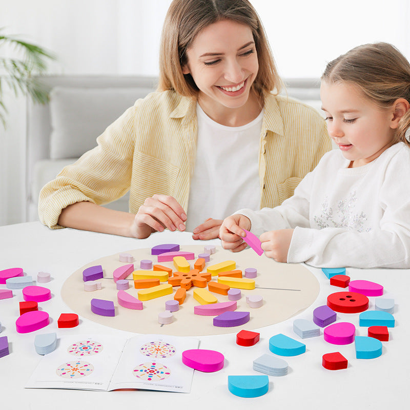 Wooden creative puzzle blocks Montessori teaching aids children's early education intelligence puzzle Christmas toy gifts