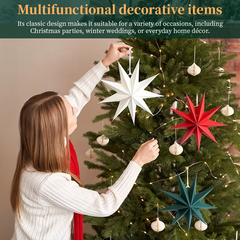 5-Pack 3D Origami Paper Star Ornaments, Colorful Christmas Tree Hanging Decor for Xmas Party Home Festival