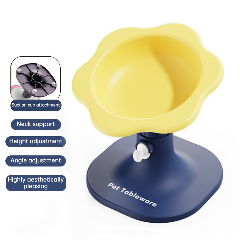 Anti-flip Non-slip Elevated Pet Bowl: Cartoon Design, Height-Angle Adjustable