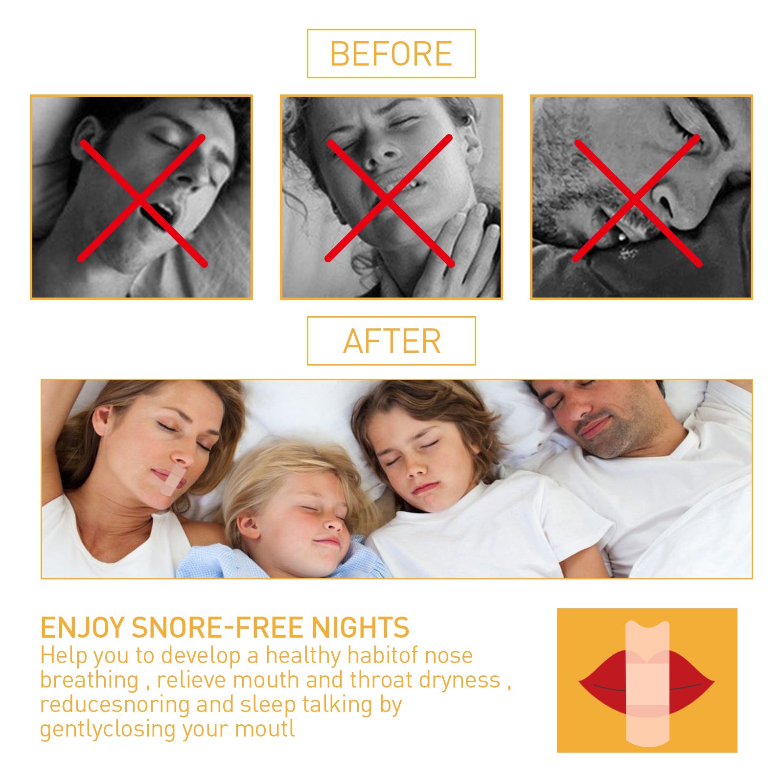 Anti-Snoring Patches, Improve Sleep And Prevent Snoring During Open Mouth Sleep For Adults At Night