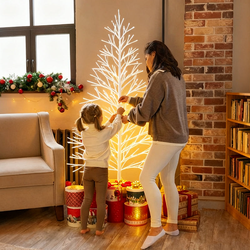 LED Christmas Tree Pre-Lit 9ft, Outdoor/Indoor Artificial Tree with Warm White Fairy Lights for Holiday Home Decor