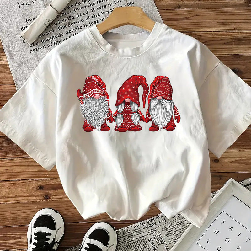 Doll Cotton Women's Short Sleeve Fashion Style Top American Christmas New Arrival