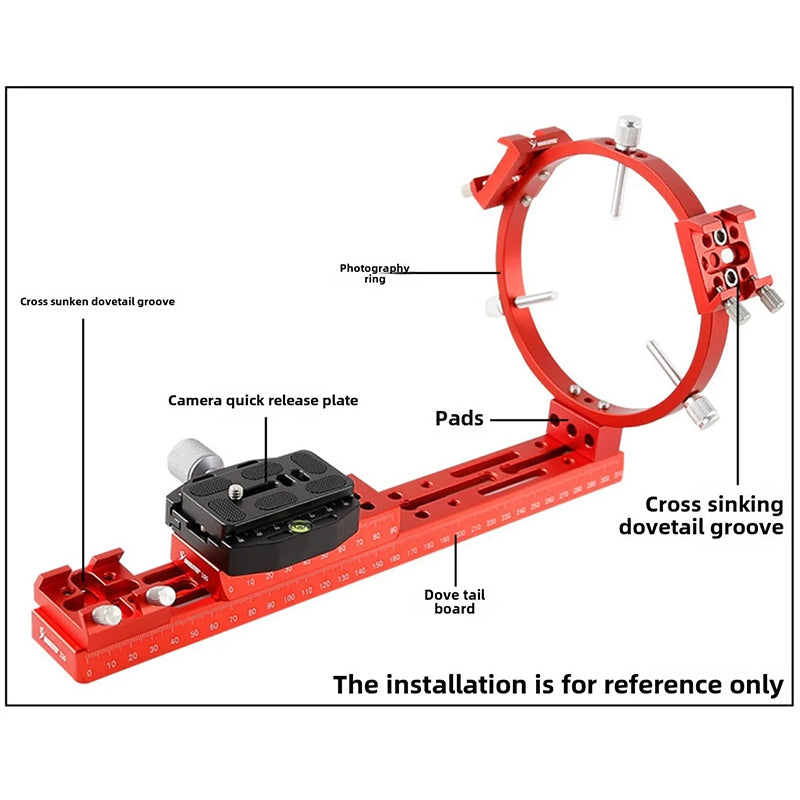 Vixen-Style Dovetail Mounting Rail Plate - 100/220/320/440mm with Scale, Red/Black for Telescope Accessories
