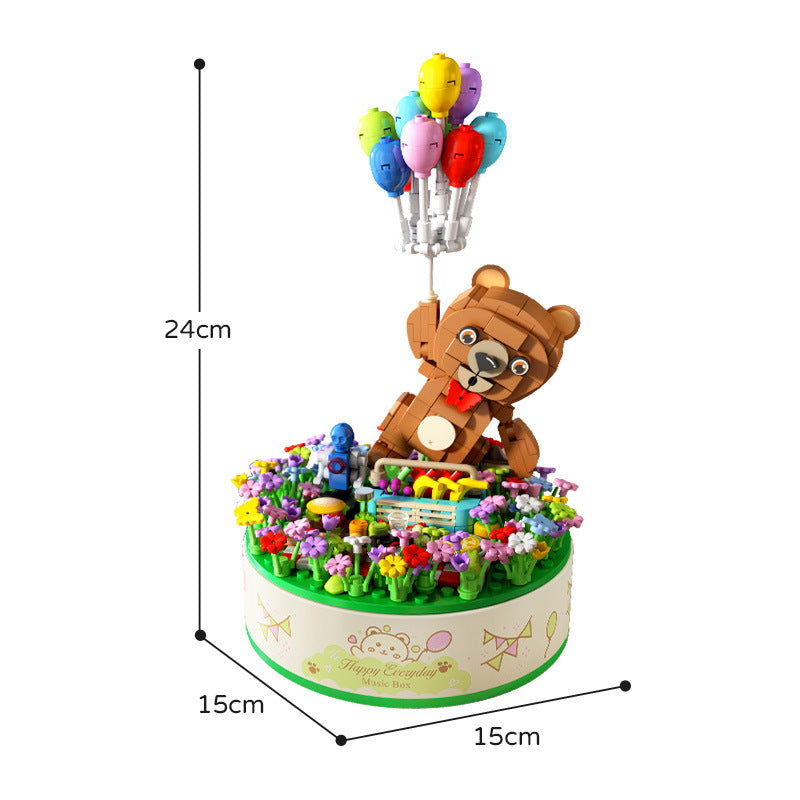 Carousel music box assembly music box ornaments building blocks children's boys and girls toys Christmas gifts