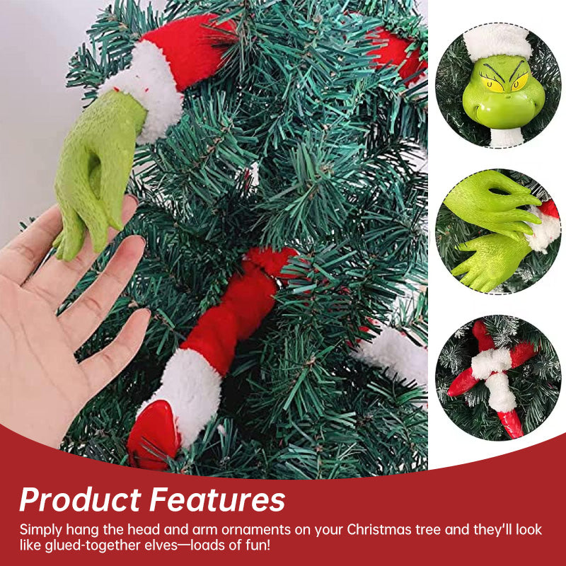 5Pcs Grinch Elf Body Ornaments - Xmas Tree Topper Decor