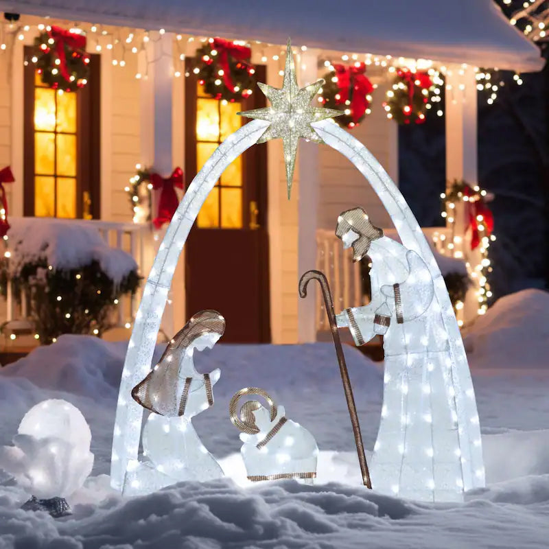 Outdoor Nativity Scene with Copper Wire, Christmas Yard Decor for Garden