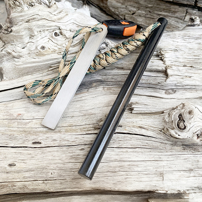 10x150mm Magnesium Fire Starter - Survival Flint Rod with Emergency Whistle & Scraper for Outdoor Camping Hiking Gear