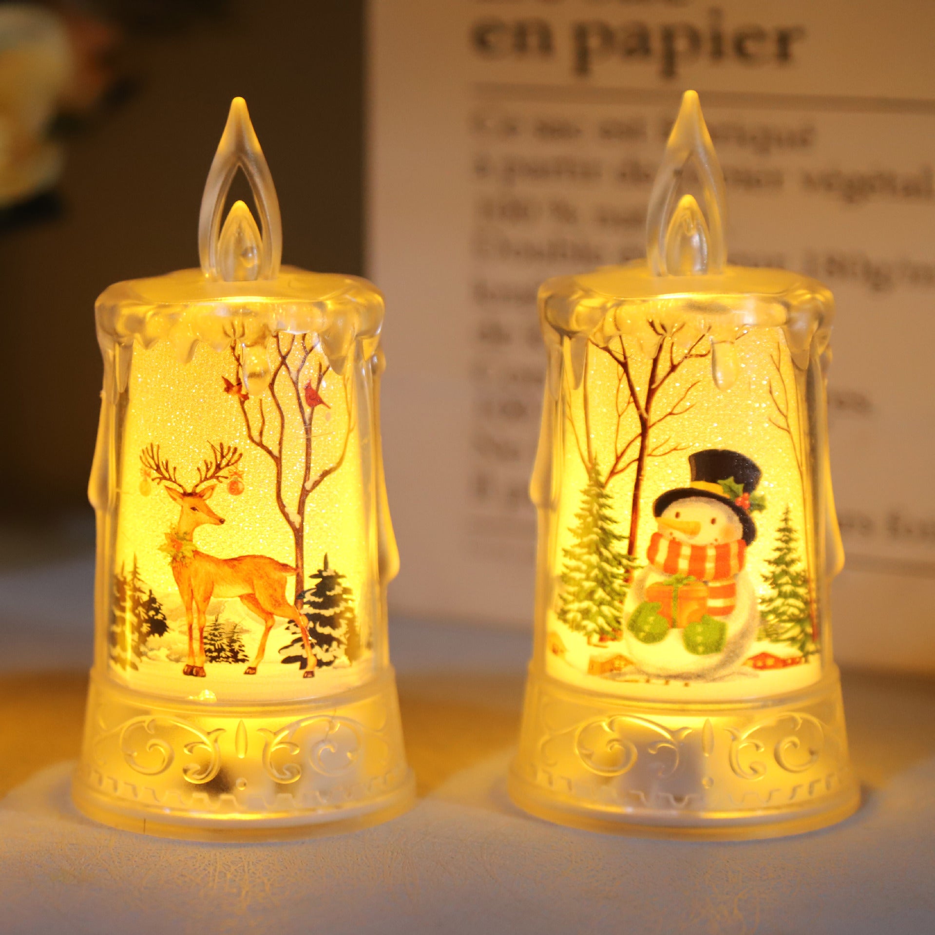 Christmas led electronic candle light Christmas snowman elk decoration luminous night light atmosphere light ornaments