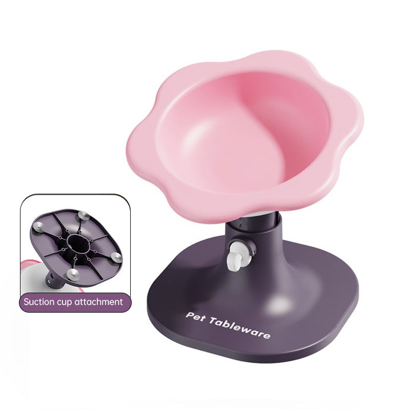 Anti-flip Non-slip Elevated Pet Bowl: Cartoon Design, Height-Angle Adjustable
