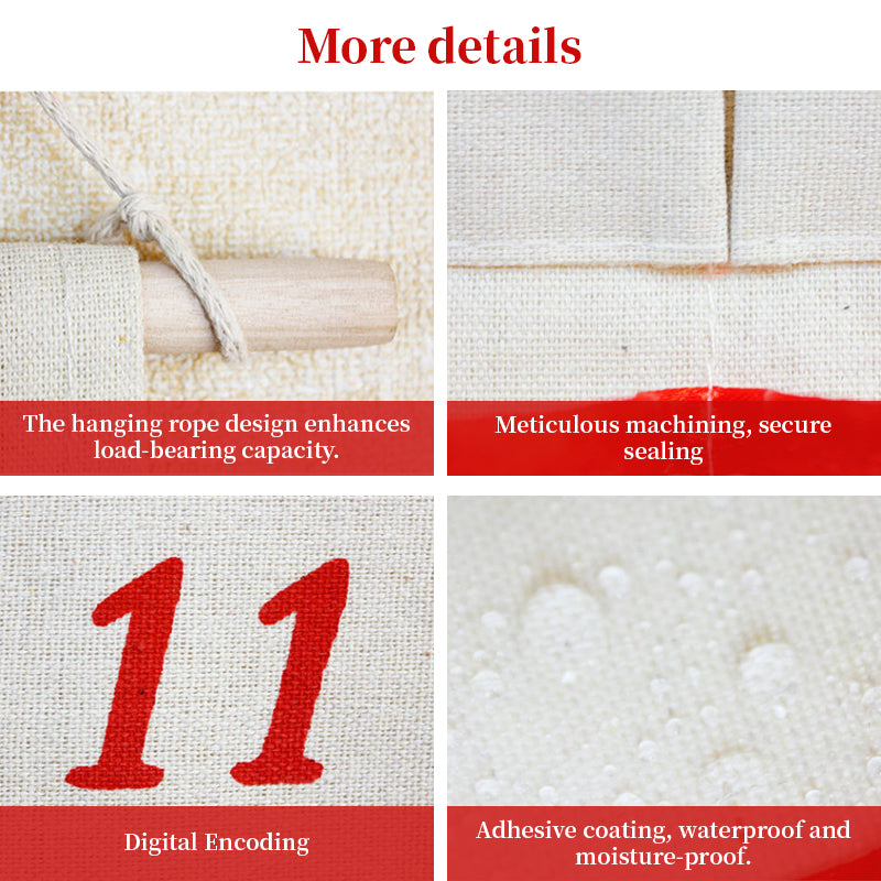 Custom Christmas Advent Calendar for kids, hand-embroidered DIY with name, 24-pocket countdown calendar.