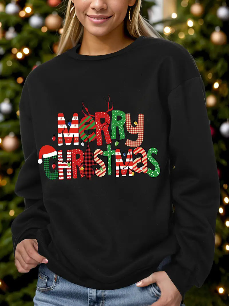 Size Women's Christmas Sweater Round Neck Sweatshirt