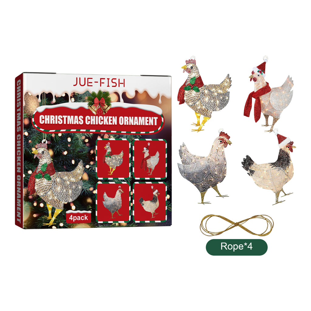 Christmas Scarf Chicken Pendant Set, Decorated Chicken Pendant For Home Holiday Party Christmas Tree Atmosphere