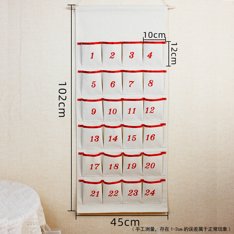 Custom Christmas Advent Calendar for kids, hand-embroidered DIY with name, 24-pocket countdown calendar.