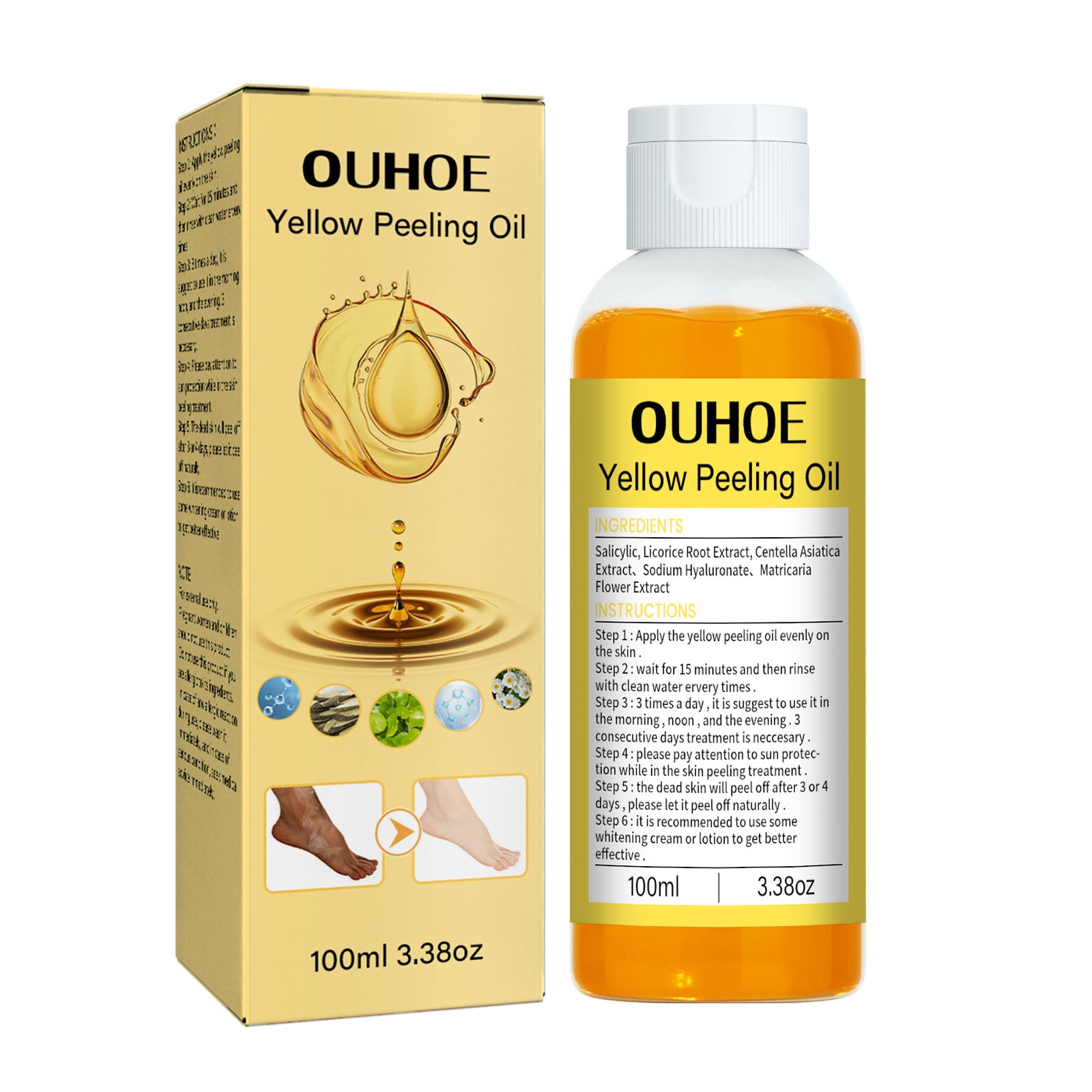 Yellow Exfoliating Oil, Brightening Skin, Moisturizing Whitening Beautify Skin And Body Exfoliating Oil
