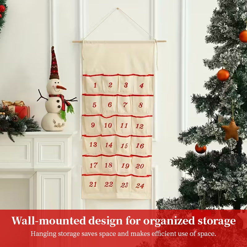 Custom Christmas Advent Calendar for kids, hand-embroidered DIY with name, 24-pocket countdown calendar.