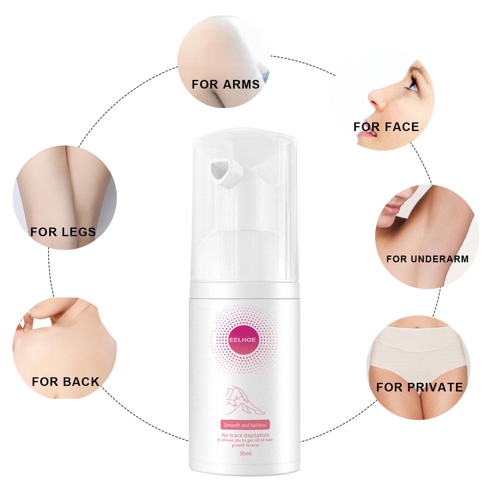 EELHOE Honey Mousse Hair Removal Spray, Full Body Hair Removal Armpit Hair Leg Hair Foam Mild Skin Friendly Does Not Stimulate