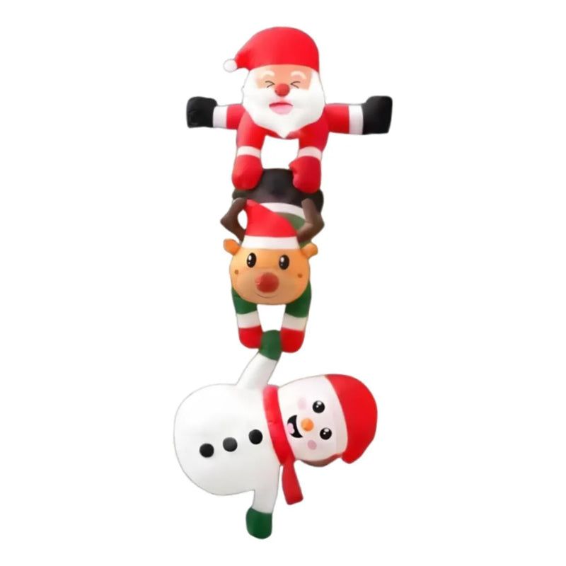 8ft Inflatable Christmas Decoration, Santa Climbing Roof with Reindeer & Snowman/Elf, Indoor Decor
