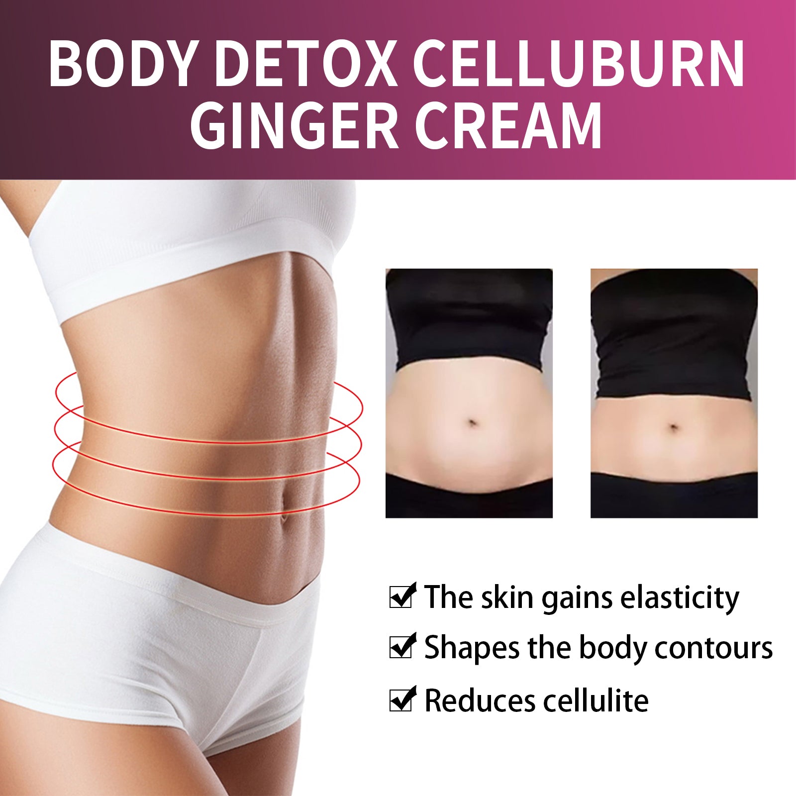 Body Detox Cellburn Ginger Cream, Body Skin Toning And Firming Heat Slimming Cream