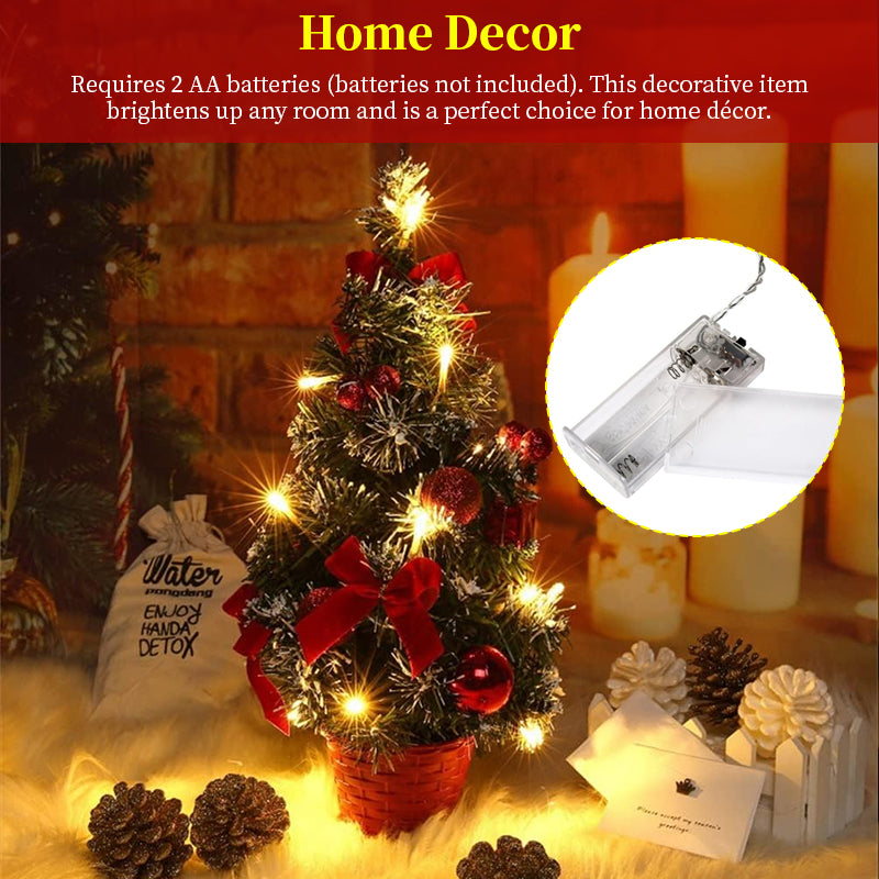 40CM LED Christmas Tree Night Light, Battery Operated Tabletop Decor with Warm White Lights for Home Office Christmas Decoration
