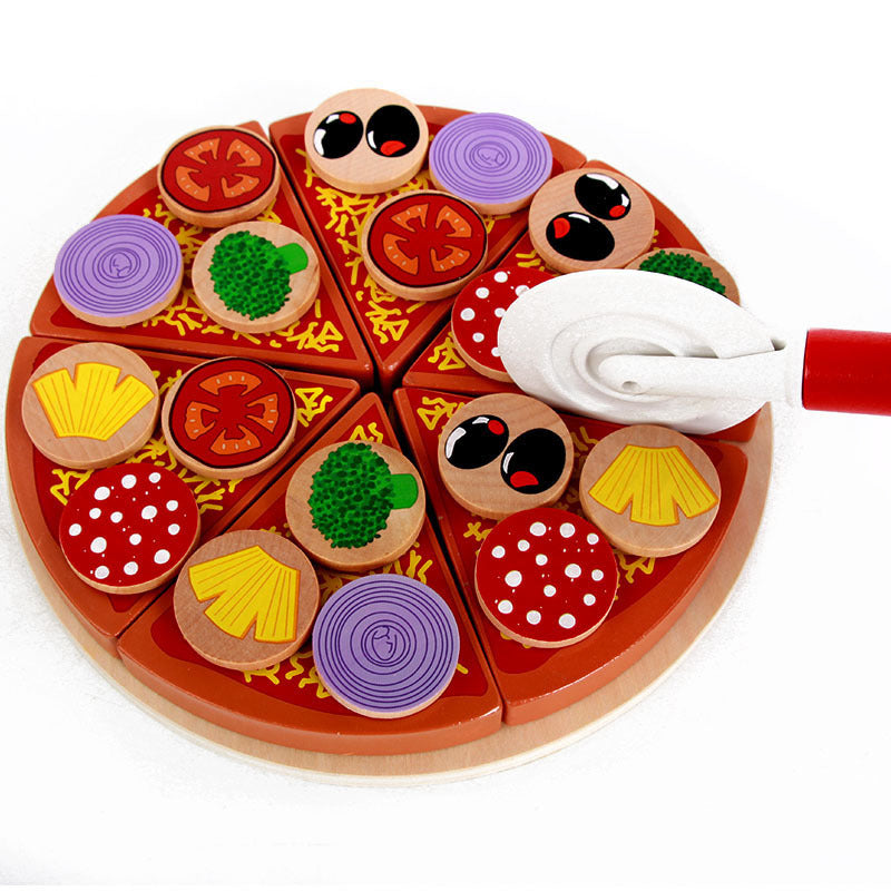 Wooden children's kitchen play house toys puzzle mushrooms pizza Christmas toy gifts