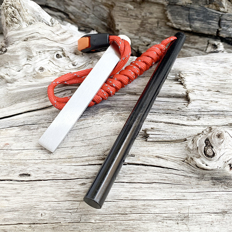 10x150mm Magnesium Fire Starter - Survival Flint Rod with Emergency Whistle & Scraper for Outdoor Camping Hiking Gear