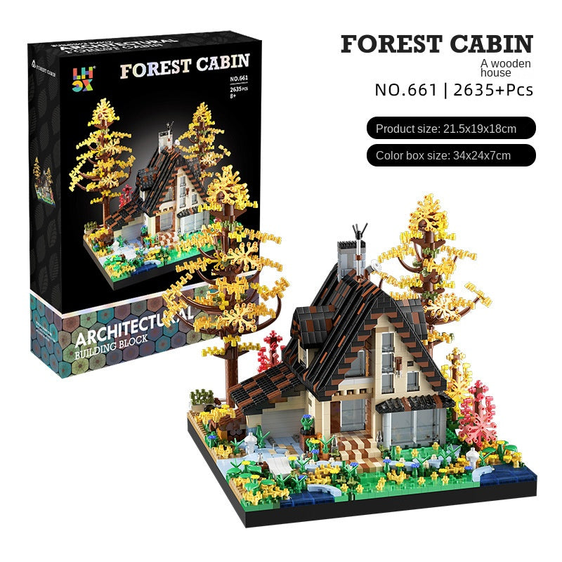 wooden house assembly building blocks, children's puzzle toys, boutique ornaments, Christmas gifts