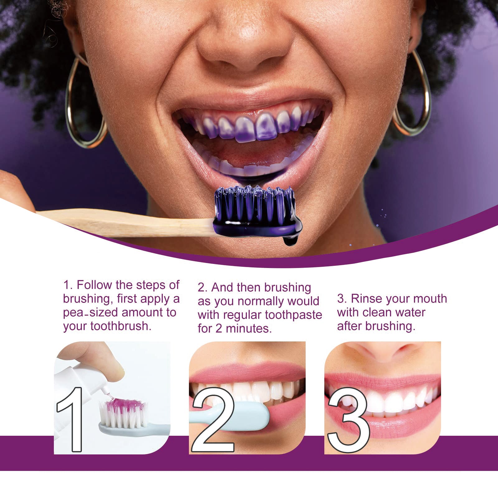 V34 Purple Whitening Toothpaste, Removal Teeth Tartar Oral Cleaning Repair Teeth Whitening Toothpaste