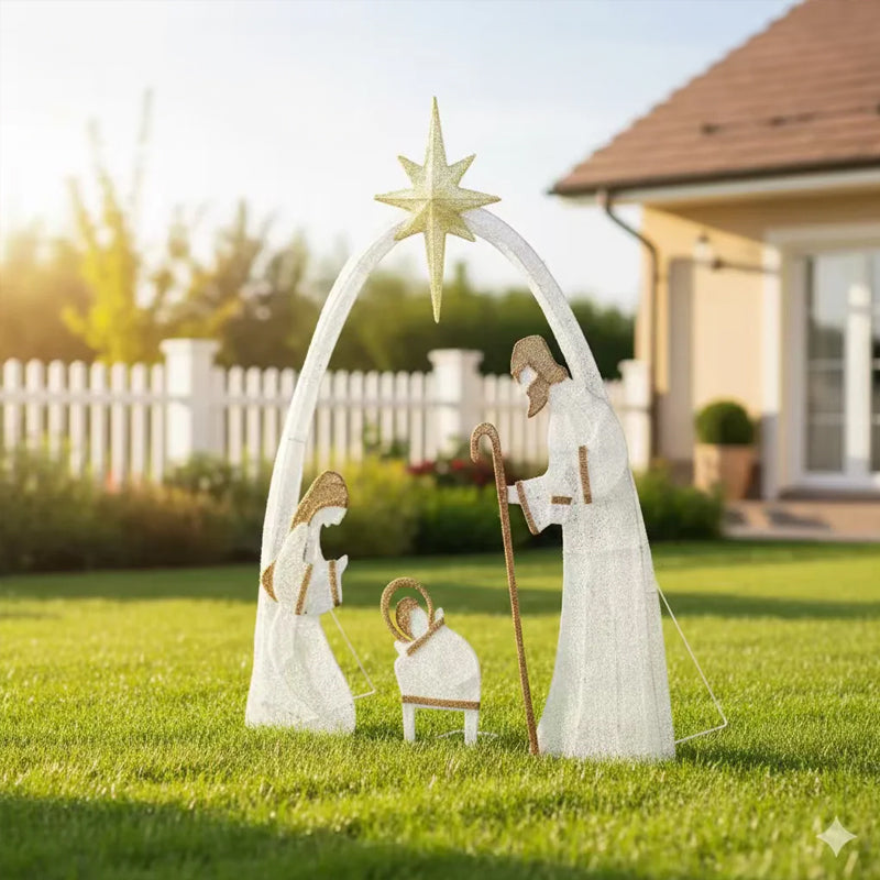 Outdoor Nativity Scene with Copper Wire, Christmas Yard Decor for Garden