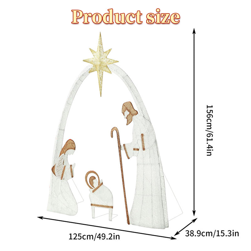 Outdoor Nativity Scene with Copper Wire, Christmas Yard Decor for Garden