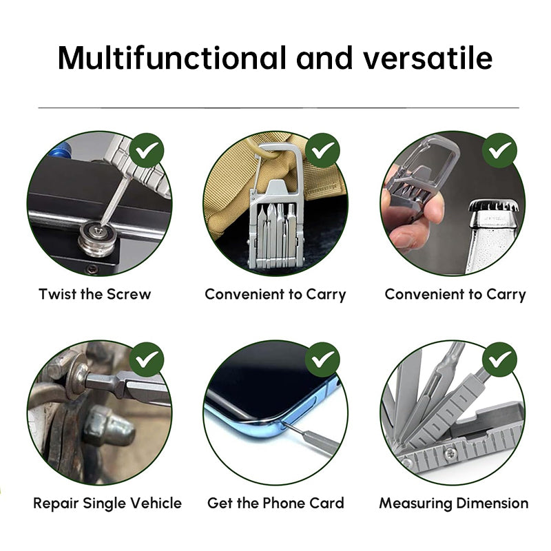 12-in-1 Portable Multitool Screwdriver Set, Folding EDC Pocket Tool with Bottle Opener for Camping, Hiking & Outdoor Repair