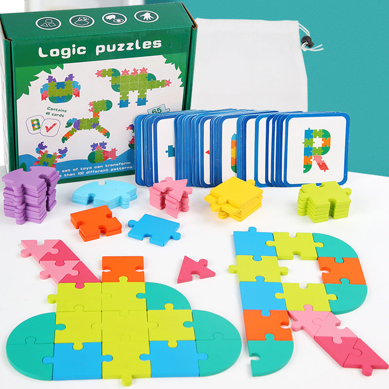 Card buckle three-dimensional logical thinking puzzle children's early education letter matching board wooden Christmas toy gift