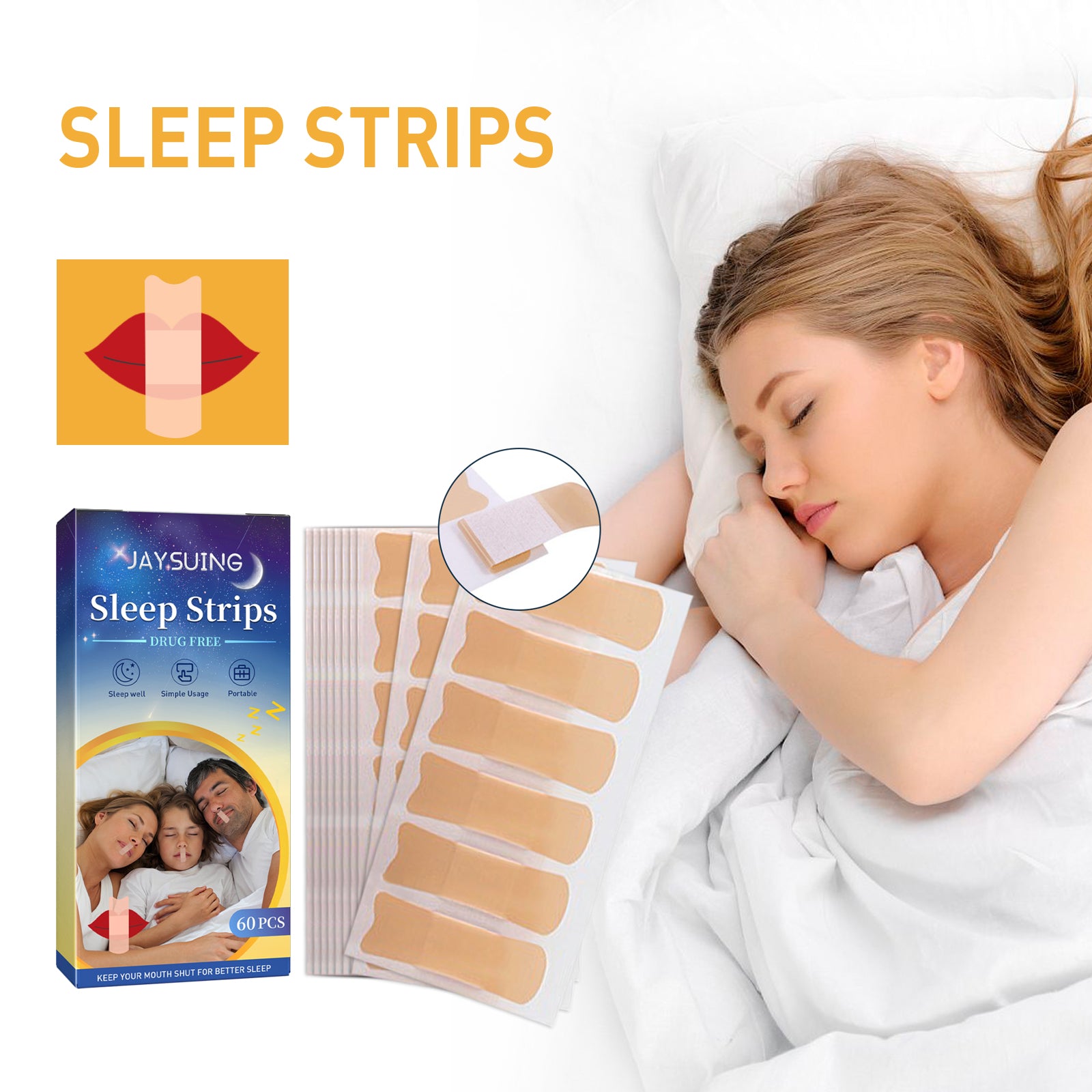 Anti-Snoring Patches, Improve Sleep And Prevent Snoring During Open Mouth Sleep For Adults At Night