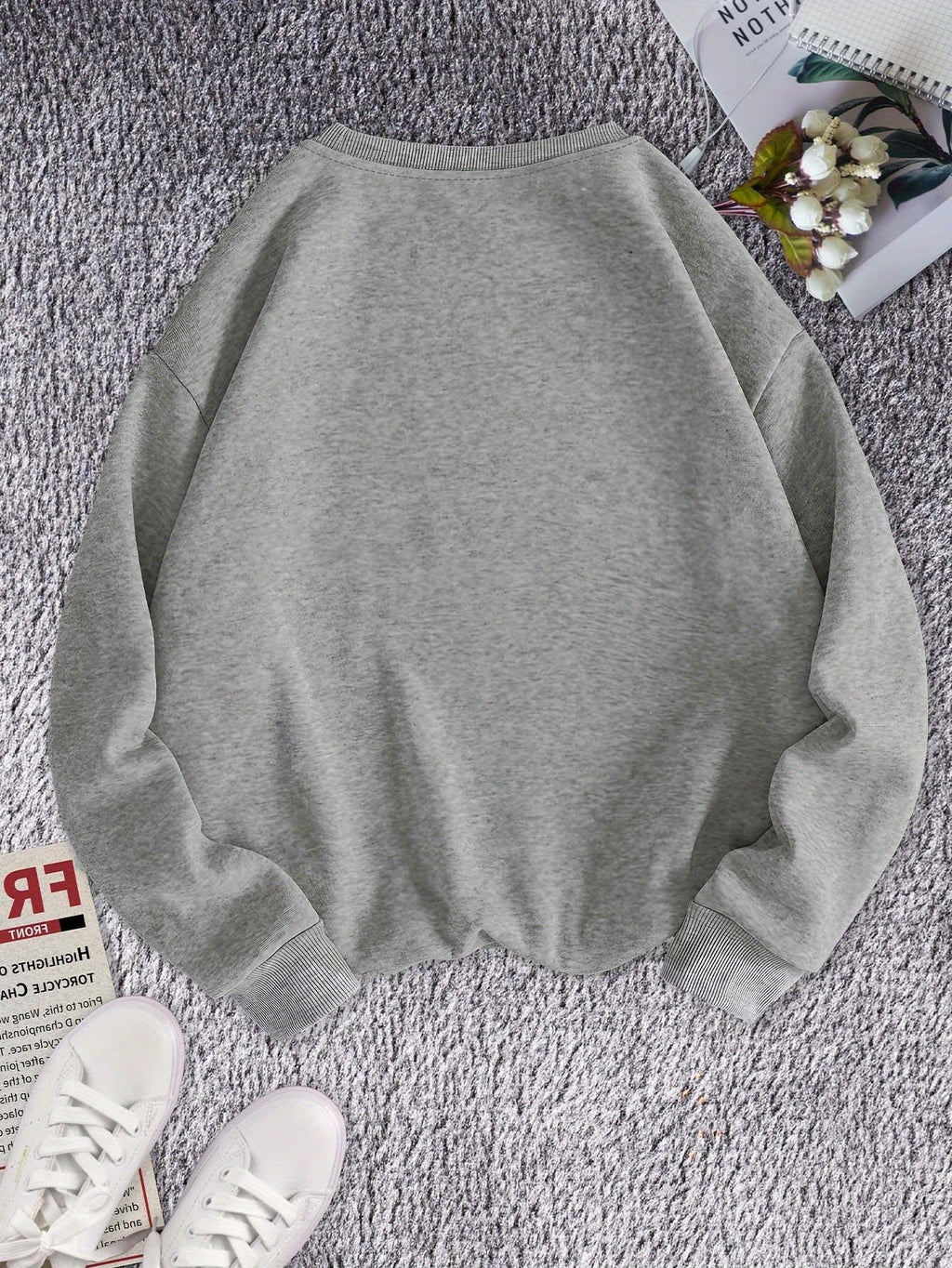 Women'S Christmas Music-Themed Casual Crew Neck Sweatshi