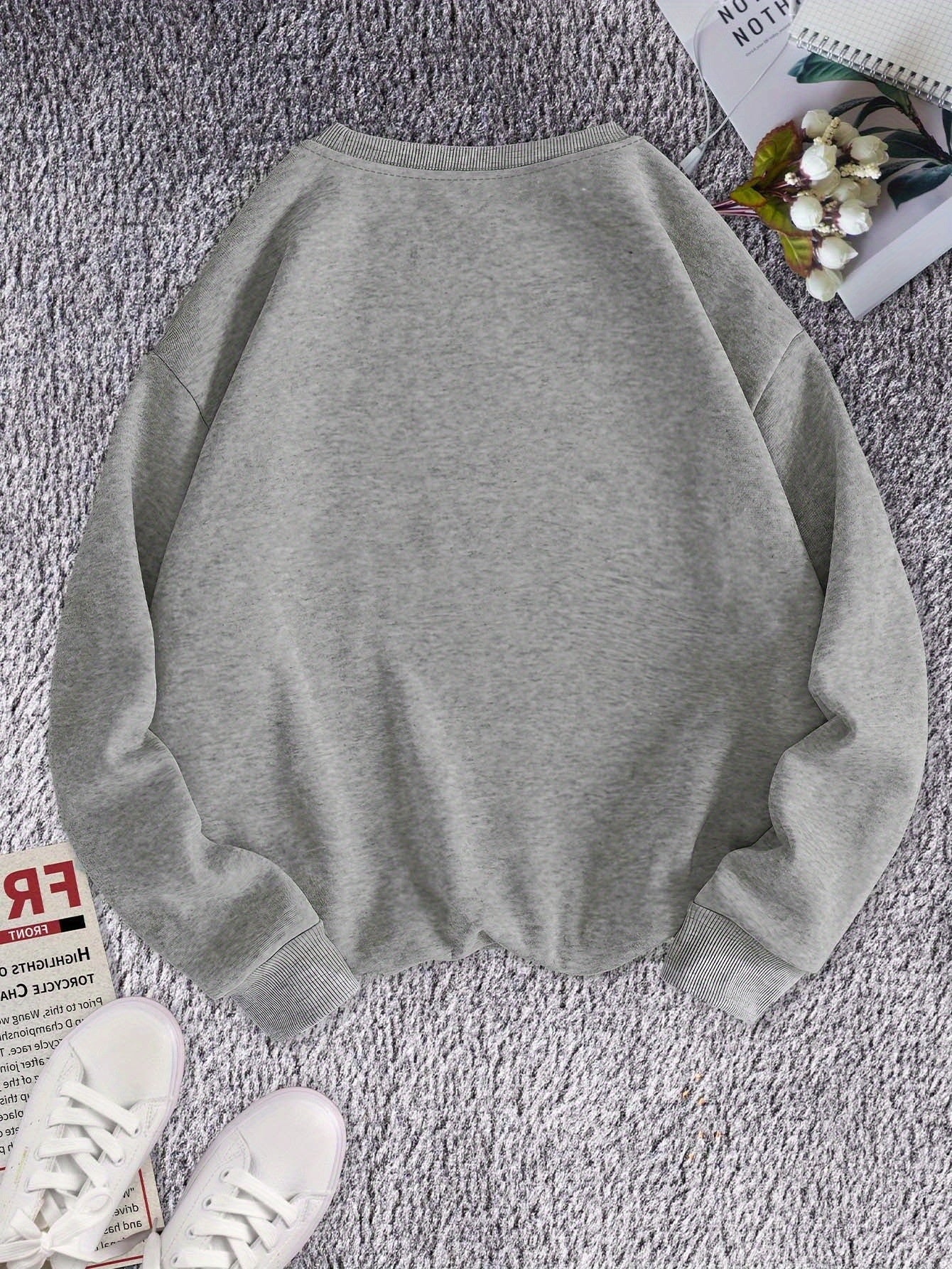 Women'S Christmas Music-Themed Casual Crew Neck Sweatshi