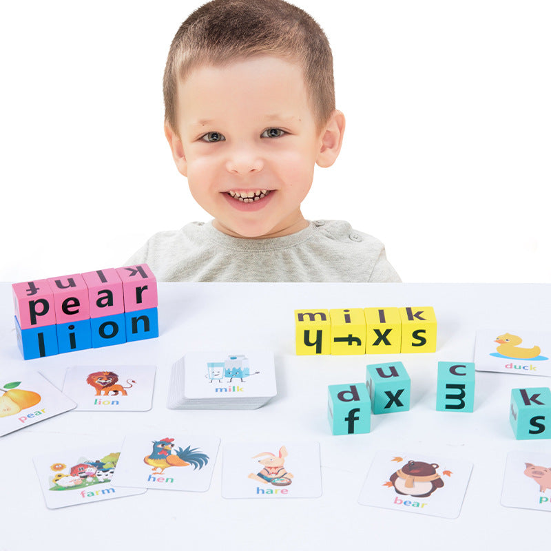 Children's Kindergarten Fun English Word Spelling Early Education Enlightenment English Learning Blocks Christmas Toys Gifts
