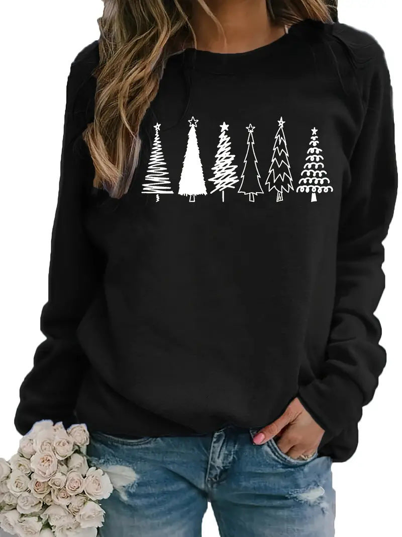 Size Women's Christmas Sweater Round Neck Sweatshirt