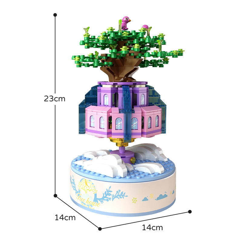Carousel music box assembly music box ornaments building blocks children's boys and girls toys Christmas gifts